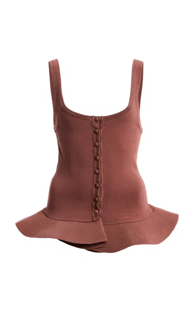 Diotima Dimanche Crepe Knit Top In Brown