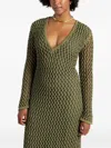 Diotima Embellished Open-knit Midi Dress In Green