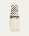Diotima Embellished Sleeveless Tiered Midi Dress In White