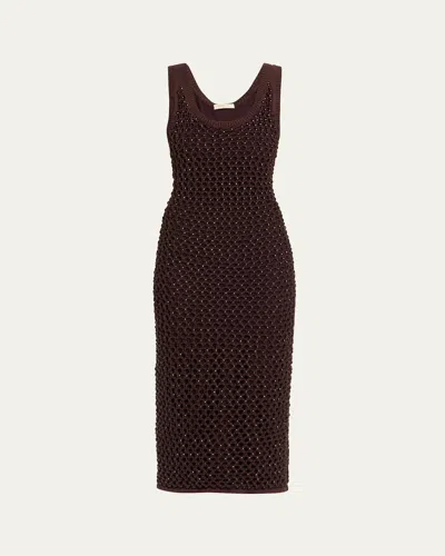 Diotima Emin Crystal Mesh Maxi Tank Dress In Brown