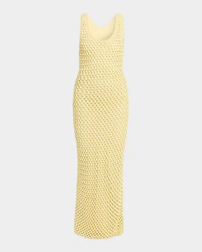 Diotima Emin Crystal Mesh Maxi Tank Dress In Yellow