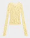 Diotima Enid Crystal Mesh Long-sleeve Top In Yellow
