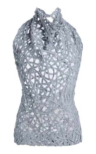 Diotima Exclusive Embroidered Halter Top In Gray