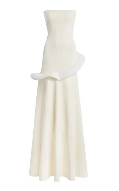 Diotima Exclusive Flounce Strapless Knit Gown In Neutral