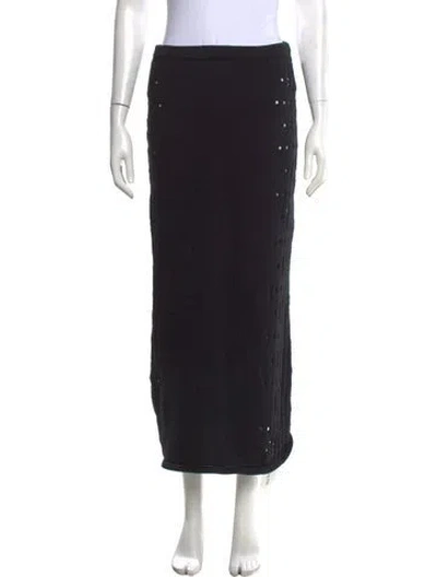 Pre-owned Diotima Eyelet Trim Long Skirt In Black