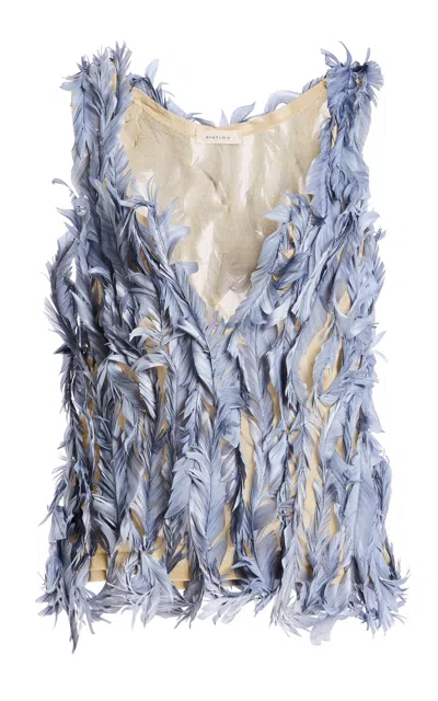 Diotima Feathered Knit Top In Blue