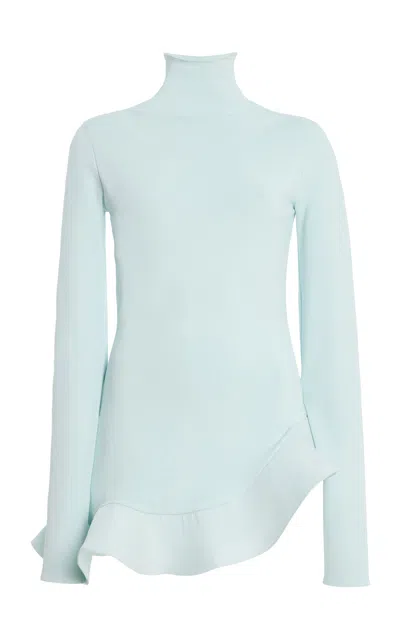 Diotima Flounce Crepe Knit Top In Blue