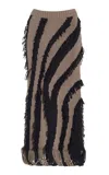 Diotima Fluvial Intarsia Roaring Cotton Pencil Skirt In Brown