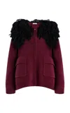Diotima Fringed Merino Wool Bomber Jacket In Berry