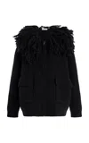 Diotima Fringed Merino Wool Bomber Jacket In Black