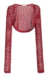 Diotima Gala Crystal Embellised Mesh Shrug In Red