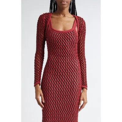Diotima Gala Crystal Mesh Shrug In Paprika