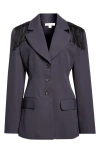 Diotima Garvey Fringe Wool Blazer In Purple