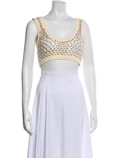 Pre-owned Diotima Graphic Print Square Neckline Crop Top In Multi