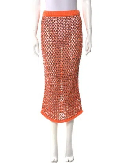 Pre-owned Diotima Lace Pattern Midi Length Skirt In Orange