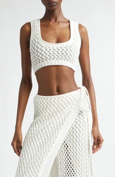 Diotima Lady Beaded Mesh Stitch Bralette In White
