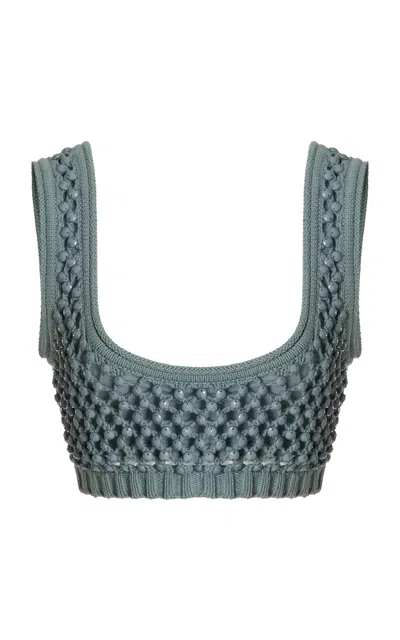 Diotima Lady Cotton-blend Bralette In Blue