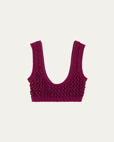 Diotima Lady Embellished Knit Bralette In Purple