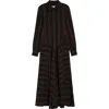 Diotima Lewis Stripe Long Sleeve Maxi Shirtdress In Black Multi