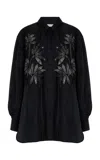 Diotima Long Silk Shirt In Black