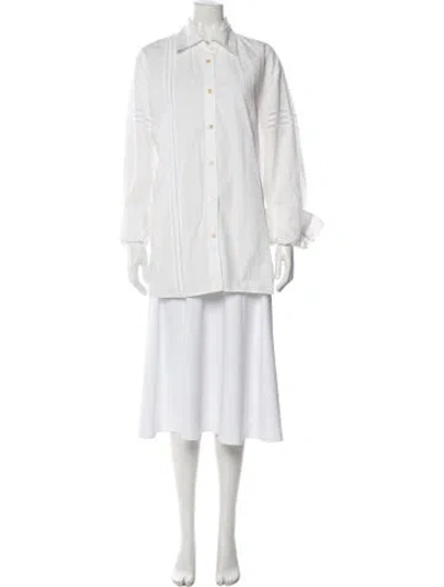 Pre-owned Diotima Long Sleeve Blouse In White