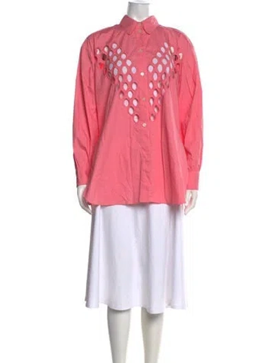 Pre-owned Diotima Long Sleeve Button-up Top In Pink