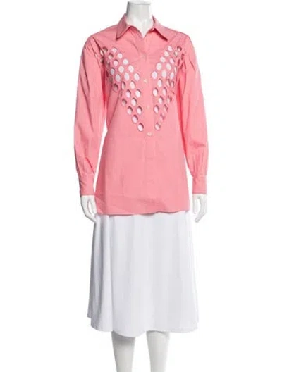 Pre-owned Diotima Long Sleeve Button-up Top In Pink