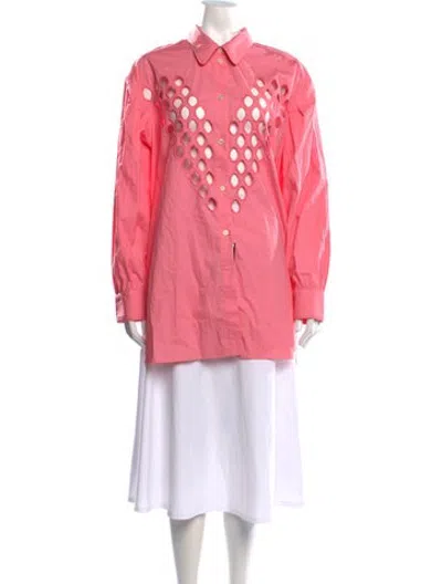 Pre-owned Diotima Long Sleeve Button-up Top W/ Tags In Pink