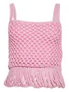 Diotima Loop Fringe Knit-mesh Tank Top In Pink