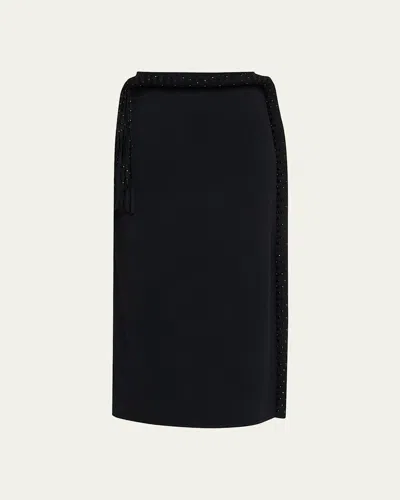 Diotima Mane Fringe Embellished Midi Skirt In Black