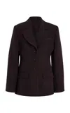 Diotima Marcus Gibson Wool Twill Blazer In Berry