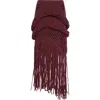 Diotima Medusa Fringed Wool Blend Sweater Skirt In Burgundy