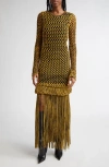 DIOTIMA DIOTIMA MEDUSA LONG SLEEVE LOOP & FRINGE CROCHET SWEATER DRESS