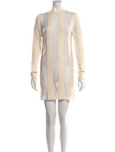 Pre-owned Diotima Merino Wool Mini Dress In Neutrals
