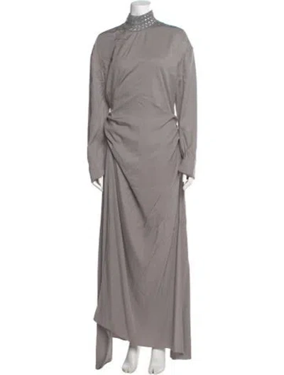 Pre-owned Diotima Mock Neck Long Dress In Grey