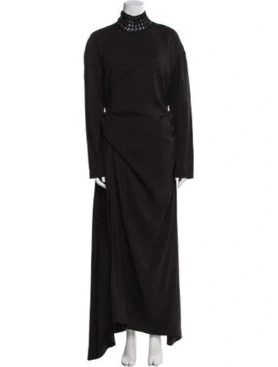 Pre-owned Diotima Mock Neck Long Dress W/ Tags In Black
