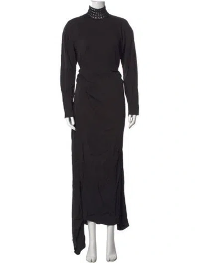 Pre-owned Diotima Mock Neck Long Dress W/ Tags In Black