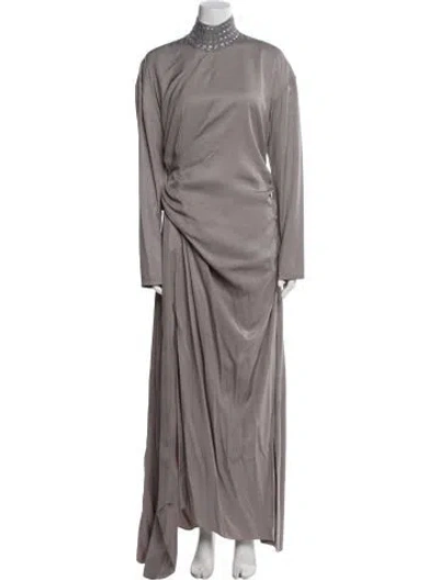 Pre-owned Diotima Mock Neck Long Dress W/ Tags In Gray