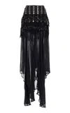 Diotima Mona Stud-embellished Satin Skirt In Black