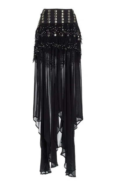 Diotima Mona Stud-embellished Satin Skirt In Black