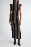Diotima Neale Stripe Open Knit Cotton Blend Sweater Dress In Slate