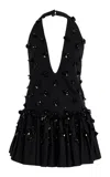 Diotima Night Embellished Cotton Poplin Top In Black