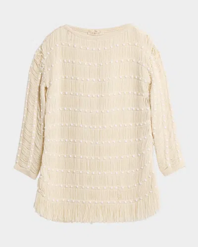 Diotima Notte Crystal Fringed Knit Mini Dress In Neutral