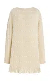 Diotima Notte Embellished Merino Wool-nylon Mini Dress In Ivory