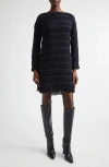 Diotima Notte Long Sleeve Merino Wool Blend Mini Sweater Dress In Blue
