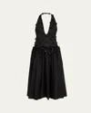 Diotima Nuit Embellished Plunging Halter Drop-waist Gown In Black