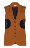 Diotima Olivier Wool Long Vest In Brown