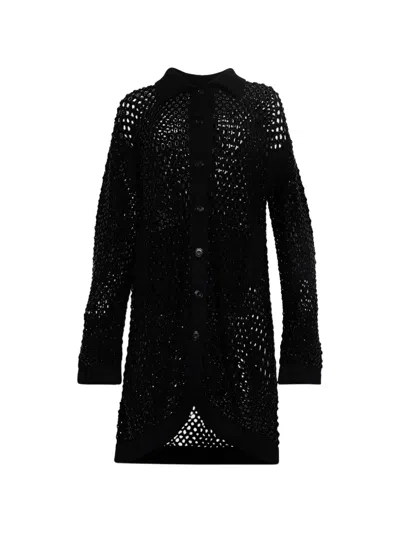 Diotima Open-knit Cardi-coat In Black