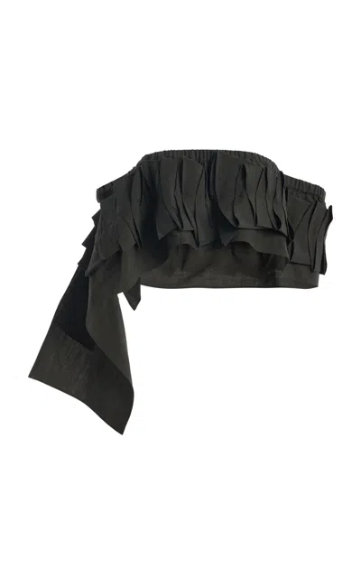 Diotima Origami Wool Top In Black