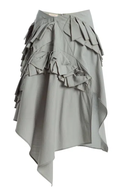 Diotima Origamia Wool Mini Skirt In Green